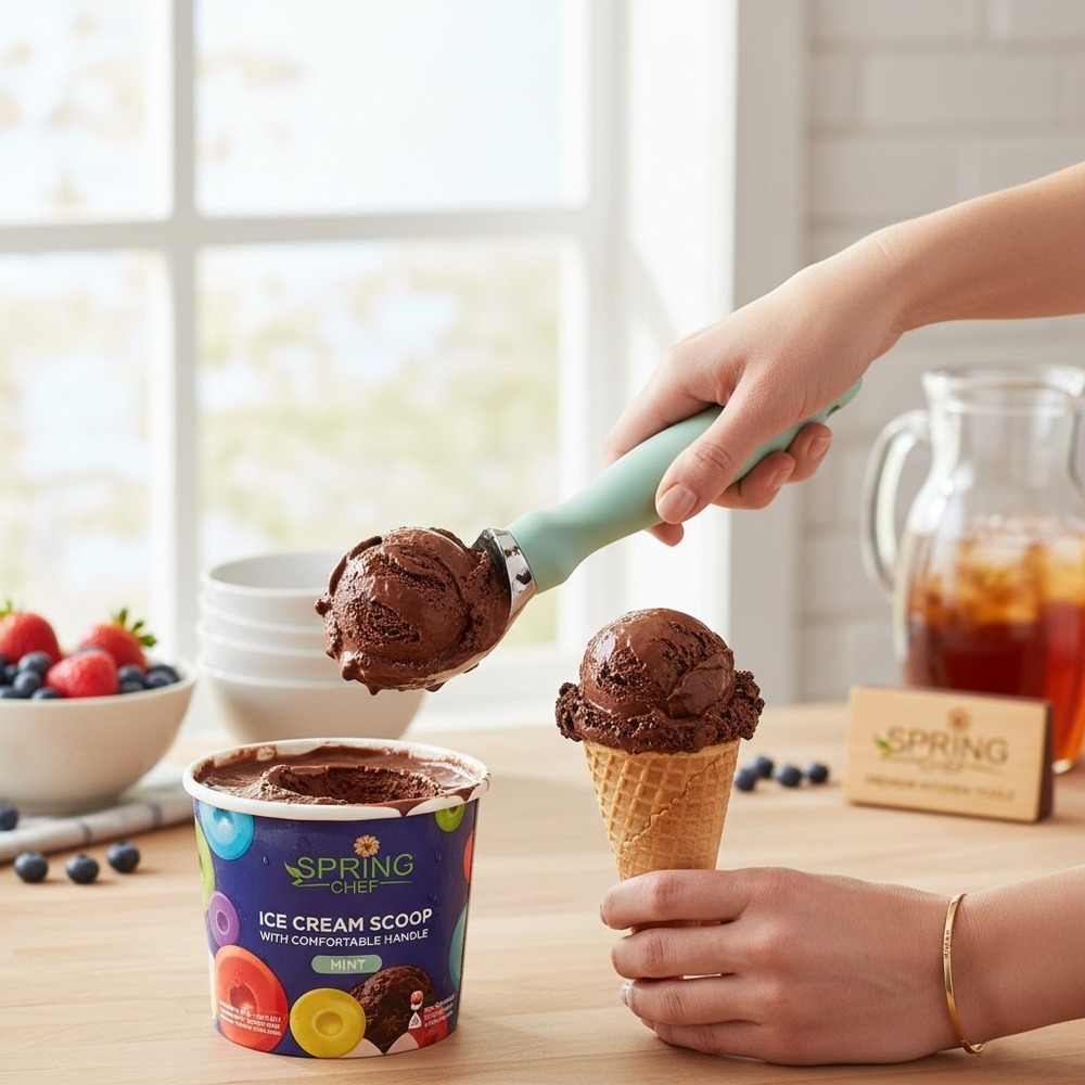 Spring Chef Ice Cream Scoop Mint Heavy Duty Ergonomic Grip New